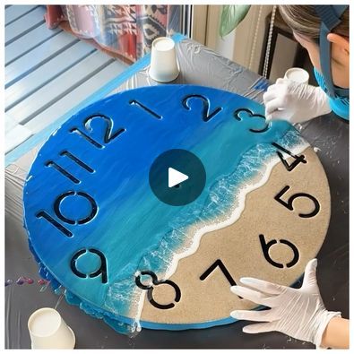 Beautiful ocean resin clock! | Beautiful ocean resin clock! | By Art & SculptureFacebook Resin Clock Ideas, Resin Clock, How To Make Resin, Ocean Resin, Art Interior Design, Art Ocean, Art Interior, Beautiful Ocean, Interior Art