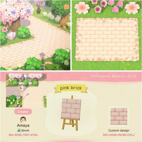 Pastel Paths Acnh, Pink Brick Path Acnh, Acnh Butterfly, Cosy Games, Acnh Pattern, Animal Crossing Patterns, Pink Island, Acnh Paths, Acnh Patterns