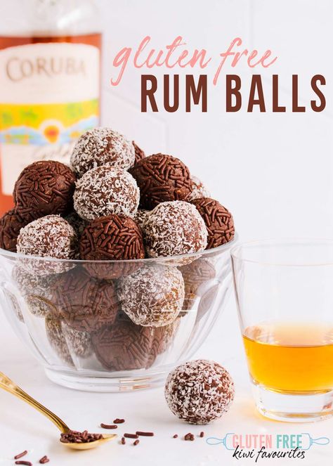 Gf Rum Balls, Nut Free Rum Balls, Gluten Free Balls, Gluten Free New Years Eve Desserts, Gluten Free Truffle Balls, Gluten Free Rum Balls, Coffee Truffles Recipe, Coffee Truffles, Gluten Free Truffles