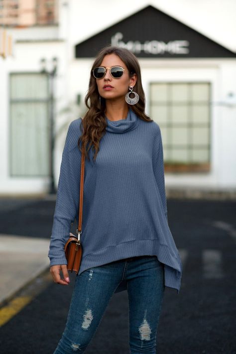 Cowl neck sweater outfit