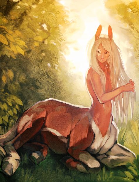 artist unknown this is AWESOME !!!! To many risque and sexualized drawings ive seen of centuars but this is Beautiful ! Fantasy Creatures Art, Arte Sketchbook, Mythical Creatures Art, A Deer, Mythological Creatures, Mystical Creatures, Arte Fantasy, Creature Design, Creature Art