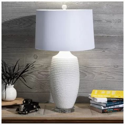 White Dimpled Round Lamp | Hobby Lobby | 1774587 Round Lamp Base, White Lamps Bedroom, Electric Material, Elegant Lamp, Round Lamp, Lamps Bedroom, Ceramic Color, Frame Light, Table Lamp Sets