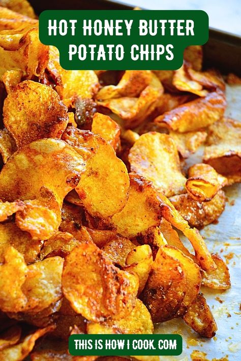 Honey Butter Chips, Spicy Honey Butter, Hot Honey Butter, Chips Spicy, Chip Seasoning, Korean Potatoes, Potato Chips Recipe, Homemade Honey Butter, Hot Chili Oil