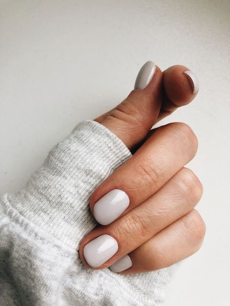 Gray Short Nails, Grey Nails Ideas, Short Fall Nail Designs, Short Fall Nail, Grey Gel Nails, Nail Designs For 2023, Light Gray Nails, Fall Toe Nails, Light Colored Nails