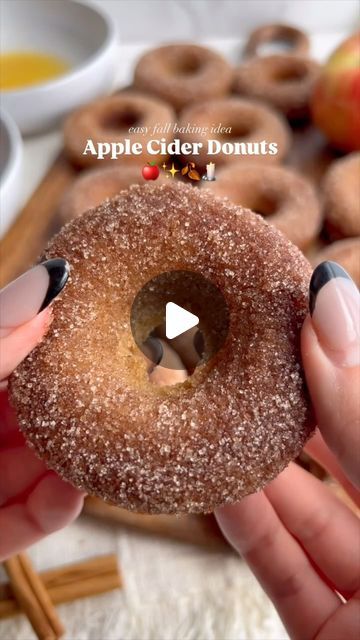 Maria Gabriela 🌱recipes🍹bevs on Instagram: "🍎✨🍂Apple Cider Donuts🍂✨🍎

Nothing says fall like freshly baked apple cider donuts! Warm, fluffy, and coated in cinnamon sugar. Grab one (or a few) and enjoy with a hot cup of apple cider!🍩

Comment “DONUT” for the recipe 🔗 to be sent to you! 🤎 (must be following me before commenting to receive dms)

#applecider #appleciderdonuts #donuts #donutrecipe #fallrecipes #falldesserts #fallbaking #autumnaesthetic #bakeddonuts #appledessert #applerecipes" Apple Cider Donuts Baked, Baked Donut, Vegan Pumpkin Spice, Baked Donut Recipes, Pumpkin Spice Cookies, Apple Pie Spice, Apple Cider Donuts, Spice Cookies, Baked Donuts