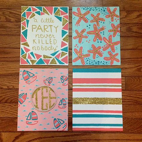 Preppy Wall Decor Ideas | DIY for your Room or Dorm | Daily Dose of Charm Preppy Crafts, Diy Art Ideas, Dorm Crafts, Double Negative, Diy Dorm Decor, Diy Dorm, Preppy Decor, Dorm Diy, Dorm Room Diy