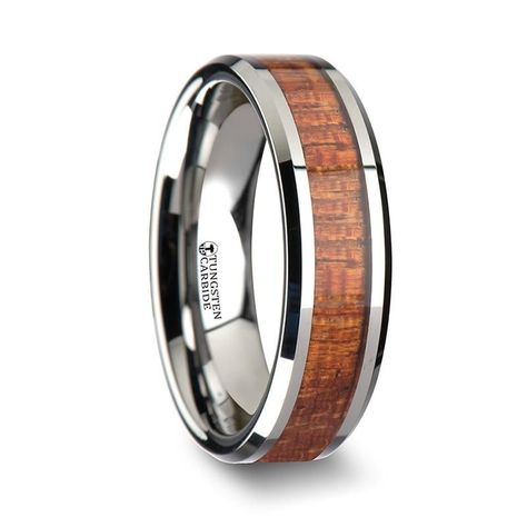 From our Tungsten Inlay Rings collection, MAUN is a combination of mahogany and tungsten carbide. Mahogany needs no introduction - it has been used for thousands of years, and can be found today mostly in furniture. The beauty of mahogany combined with the resilience, looks and comfort of a tungsten carbide ring makes MAUN one of a kind. FINISH: Polished WALL THICKNESS: 2.0mm - 2.3mm WEIGHT: 6 -15 grams BAND: Comfort Fit METAL | MATERIAL: Standard Tungsten