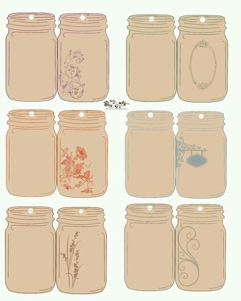 Vintage Blank Printable Gift Tags, Jar Template, Hantverk Diy, Jar Tags, Blank Gift Tags, Wedding Planner Printables, Mason Jar Ideas, Jar Ideas, Ball Jars