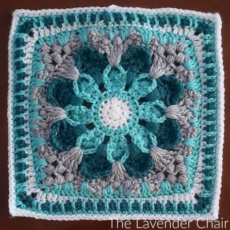 Crazy Daisy Mandala Square Crochet Pattern - The Lavender Chair Daisy Mandala, Motif Mandala Crochet, Lavender Chair, Mandala Square, The Lavender Chair, Mandala Blanket, Motifs Granny Square, Crochet Squares Afghan, Confection Au Crochet