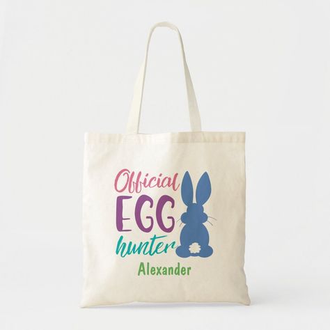 Easter Tote Bags, Easter Totes, Easter Eggs Kids, Kids Tote Bag, Bunny Silhouette, Kids Totes, Easter Bags, Personalized Easter Bunny, Easter Bunny Decorations