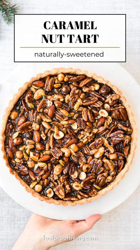 Caramel Nut Tart on a white plate. Nut Tart, Making Caramel, Brunch Party Recipes, Family Dishes, Berry Tart, Fool Proof Recipes, Best Breakfast Recipes, Tart Recipes, Pinterest Recipes