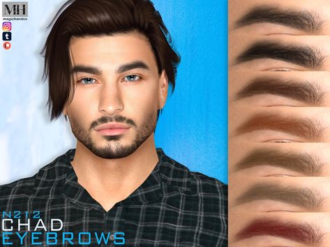 The Sims Resource - Chad Eyebrows N212 Male Eyebrows, Makeup Cc, Thick Eyebrows, Cc Sims, Sims Community, Sims 4 Cc, Maxis Match, The Sims Resource, Sims Resource