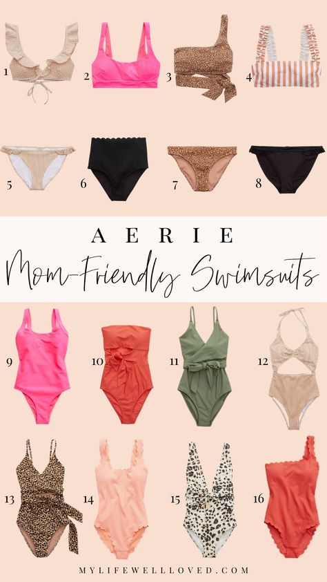 Moms Swim With Style: The Best Aerie Swimsuits For Women by Alabama Mommy + Style blogger, Heather Brown // My Life Well Loved Mom Bod Bathing Suits, Mom Swimming Suits, Soft Natural Swimsuit, Mom Bod Swimsuit, Best Mom Swimwear, Target Swimsuits 2023, Amazon Bathing Suits Women, 2024 Bathing Suit Trends, One Piece Bathing Suits For Women