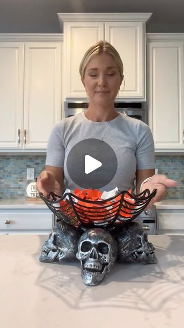 Laura Jeanne on Instagram: "Make this candy dish for Halloween with items from Dollar Tree 💀 #creative #halloweendecor #Halloween #halloweendecor #dollartree #diy #spooky #foryoupageシ #fypシ゚" Dollar Tree Halloween Candy Bowl Diy, Diy Dollar Tree Halloween Candy Dish, Dollar Tree Diy Crafts Videos, Halloween Dollar Tree Crafts, Halloween Diy Dollar Tree, Halloween Crafts Dollar Tree, Halloween Centerpieces Diy, Dollar Tree Decor Diy, Dollar Tree Halloween Diy