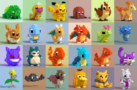 Pixels and voxels, the long answer – Retronator Magazine – Medium Minecraft Pokemon, Construction Minecraft, Case Minecraft, Minecraft Statues, 3d Pokemon, Mc Builds, Rumah Minecraft Sederhana, Voxel Art, Minecraft Blocks