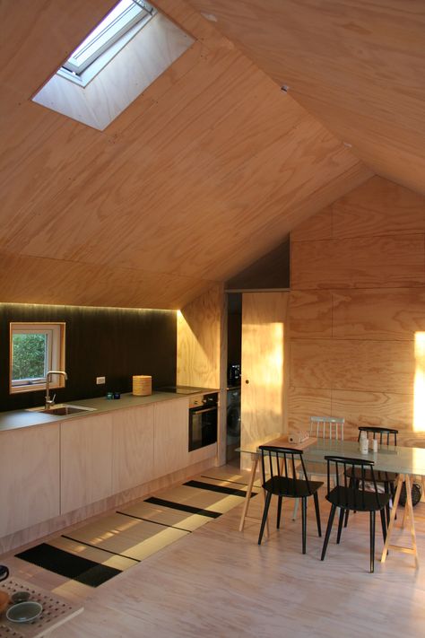 Plywood House, Plywood Interior, Plywood Walls, One Story Homes, Tiny Cabin, Tiny House Movement, Aarhus, Modular Homes, Story House