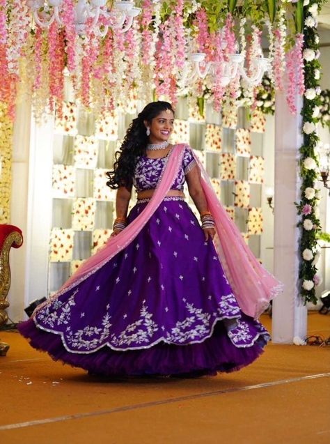 Lehenga Sarees, Mom And Son Outfits, Saree Function, Son Outfits, Brocade Blouse Designs, Pink Combination, Purple Lehenga, Half Saree Function, Lehenga Saree Design