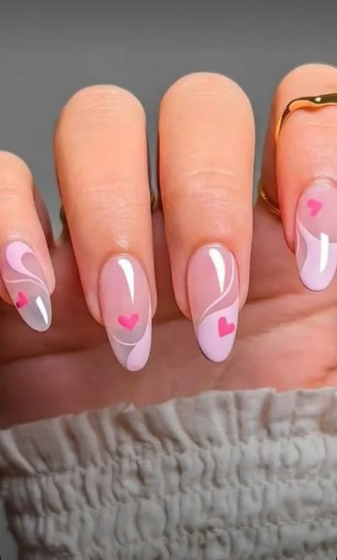 Hot pink hearts on Baby Pink French Tip Acrylic Nails Cute Pink Nails, Baby Pink Nails, Romantic Nails, Pink Acrylic Nails, Heart Nails, Pretty Acrylic Nails, Manicure E Pedicure, Valentine's Day Nails, Nail Polishes