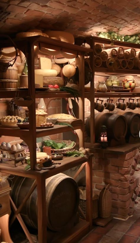 Hobbit Dining Room, Hobbit Pantry, Hobbit Kitchen, Hobbit House Interior, Working Pantry, Root Cellars, Food Storage Rooms, Cabin Build, Amazing Interiors