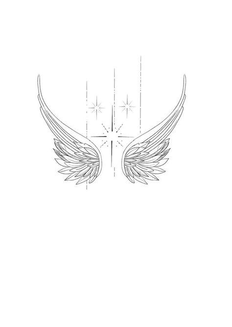 Angles Tattoo Design, Dainty Witchy Tattoos, Colored Hearts Tattoo, Unique Angel Wings Tattoo, Angel Wing Tattoo Designs For Women, Minimal Wings Tattoo, Small Angel Wing Tattoos For Women, Dainty Angel Wings Tattoo, Women Chest Tattoo Classy