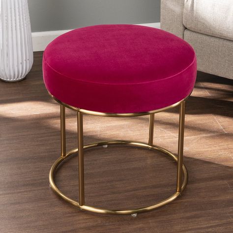 Stool Diy, Diy Stool, Velvet Stool, Upholstered Footstool, Bedroom Items, Velvet Ottoman, Bedroom Closet Design, Round Ottoman, Ottoman Footstool