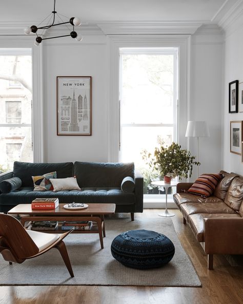 The gorgeous family home of Joanna Goddard of A Cup of Joe! Spotted: our Rose Li Chandelier! Dwr Living Room, Sofa Article, Ikea 2015, Two Couches, Kura Bed, Contemporary Living Room Design, Style Salon, Family Apartment, Ikea Hackers