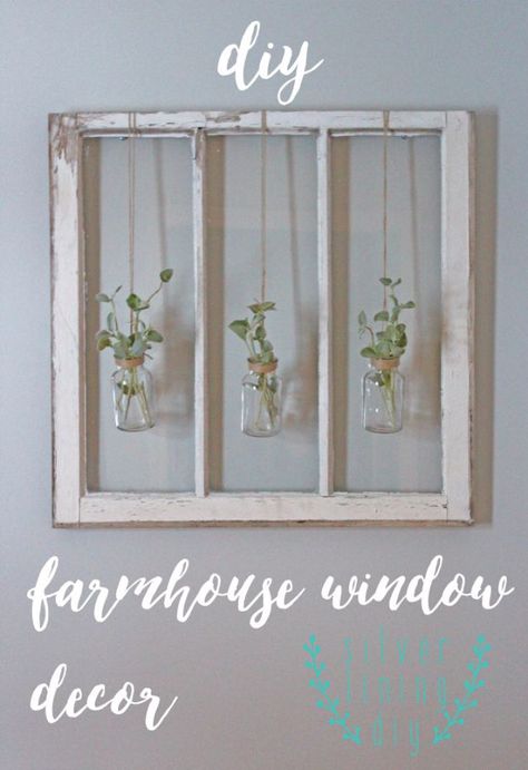 DIY Farmhouse Style Decor Ideas for the Bedroom - DIY Farmhouse Window Decor - Rustic Farm House Ideas for Furniture, Paint Colors, Farm House Decoration for Home Decor in The Bedroom - Wall Art, Rugs, Nightstands, Lights and Room Accessories http://diyjoy.com/diy-farmhouse-decor-bedroom Window Decor Diy, Old Window Projects, Window Crafts, Farmhouse Window, Window Projects, Farmhouse Windows, Dekor Diy, Farmhouse Decoration, Diy Window