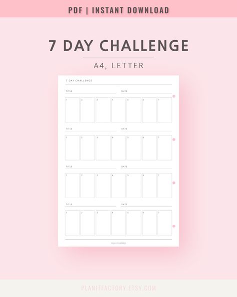 7 30 60 100 day challenge tracker template page pdf, savings tracker, weight loss tracker, progress tracker, daily goal tracker, goal setting tracker, routine and habit, declutter, soft, medium, hard, change, monthly tracker, self care, exercise Water Habit Tracker, Habit Tracker Printable Monthly, Weekly Habit Tracker, Challenge Tracker, Daily Progress, Habit Tracker Bullet Journal, Habit Tracker Printable, 7 Day Challenge, Creative Planner