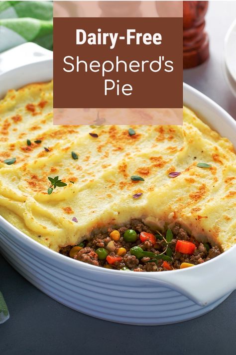 Dairy-Free Shepherd's Pie Recipe Dairy Free Shepherd's Pie, Turkey Shepards Pie, Pie Dairy Free, Shepards Pie Recipe, Dairy Free Mashed Potatoes, Dairy Free Salads, Shepherd's Pie Recipe, Shepards Pie, Dairy Free Dinner