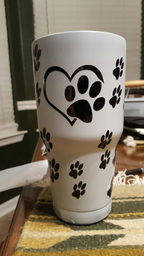 Large tumbler Dog tracks Dog Tumbler Ideas, Groove Cruise, Glitter Things, Coffee Cups Diy, Cups Ideas, Dog Tumbler, Diy Tumbler, Yeti Cups, Epoxy Tumbler