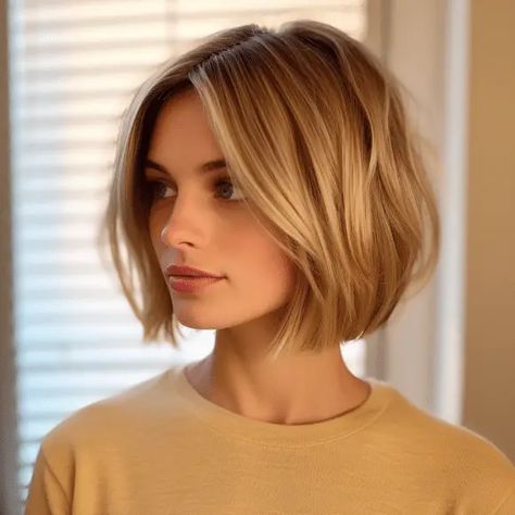 The “Bubble Bob” Cut Is Trending – Here Are 25 Amazing Ideas For You Messy Bob Haircut, Blonde Bob Hairstyles, Choppy Bob Hairstyles, Chin Length Hair, Penteado Cabelo Curto, Haircuts For Fine Hair, Short Hairstyle, Short Hair Haircuts, Bob Haircut