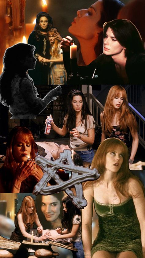 Practical Magic, 90s, 90s film, 90s witch film, 90s aesthetic, occult, witches, witch aesthetic, collage, Pinterest collage, movie collage, Nicole Kidman, Sandra bullock, pentagram, redhead, candle, witch practice, 90s style, 90s aesthetic, witch practice, magic, magic aesthetic, book, witch core Witch Aesthetic Collage, Witch Film, Witch Practice, Practical Magic Movie, 90s Witch, The Witch Film, Pinterest Collage, 90s Film, Book Witch