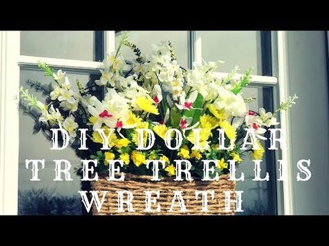 Wreath Diy Dollar Tree, Spring Wreath Diy, Dollar Tree Baskets, Weaving Diy, Diy Mom, Basket Weaving Diy, Basket Wreath, Diy Spring Wreath, Diy Trellis