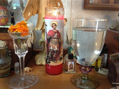 Tales from the Old Wooden Art Table: Saint Expedite, Candles, Cake and Making it Happen Saint Expedite, St Anthony Prayer, Hoodoo Conjure, Candles Cake, Hoodoo Spells, Crystal Altar, Homemade Oil, Home Altar, White Magic