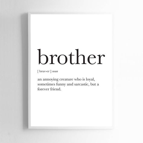 Brother Caption, Birthday Cake For Brother, Brother Sign, Rural Studio, Funny Laptop Stickers, Home Prints, Not On The High Street, Birthday Captions, Funny Letters