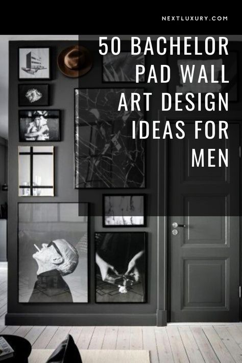 Wall Decor For Bachelor Pad, Bachelors Flat Ideas, Man Room Wall Decor, Wall Art Bachelor Pad, Men Bedroom Wall Art, Masculine Living Room Wall Art, Men Wall Art Bedroom, Mens Bedroom Pictures Wall Art, Masculine Bedroom Wall Art