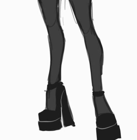 Front Facing Heels Drawing, Platform Heels Drawing Reference, High Heels Art Reference, Anime Heels Drawing, Big Shoes Drawing Reference, How To Draw A Heel, Heels Art Reference, Heels Drawing Reference Front View, How To Draw Heels Side View