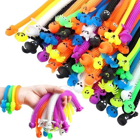 Amazon.com: codree 48 Pcs Halloween Stretchy Fidget Toy- Colorful Stretchy Strings Sensory Fidget Toys- Sensory Stress Relief Stretch Toys with Ghost Pumpkin Bats Skull for Kids Party Favors Treat Bags Gifts : Toys & Games Halloween Gift Bags, Kids Party Favors, Creative Kids Crafts, Halloween Toys, Halloween Party Themes, Ghost Pumpkin, Fidget Toy, Halloween Birthday, Sensory Toys