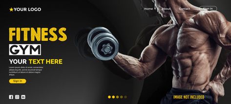 Website landing page fitness Premium Vector Fitness Cover Photo, Facebook Page Cover Photo, Conference Poster Template, Gym Images, Gym Banner, Blogger Website, Conference Poster, Gym Boy, Youtube Banner Design