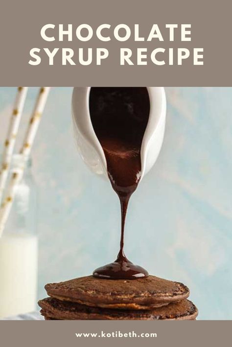 How to make the best chocolate syrup recipe at home. This homemade recipe uses unsweetened cocoa powder. Use this chocolate sauce for pancakes, for taffles, for milk, for ice cream, or as a topping. This easy recipe tastes better than Hersheys and uses only 5 ingredients!  Make with cocoa powder for an easy homemade treat. Can be made sugar free if desired. #chocolate #recipe #homemade #chocolatesyrup Chocolate Syrup Dessert, Sauce For Pancakes, Chocolate Syrup Recipe, Hershey Recipes, Chocolate Syrup Recipes, Sugar Free Chocolate Syrup, Homemade Chocolate Syrup, Chocolate Sauce Recipes, Cocoa Powder Recipes