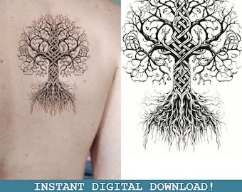 Yggdrasil Tree Tattoo, Cheekbones Makeup, Svg Tattoo, Celtic Tree Tattoos, Yggdrasil Tattoo, Norse Mythology Tattoo, Temporary Tattoo Paper, Celtic Cross Tattoos, 2 Tattoo