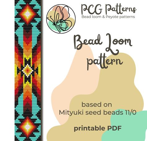 Bead Loom Designs Free Pattern, Beaded Caps, Perler Pattern, Seed Beads Bracelet, Native American Beadwork Patterns, Grid Patterns, Beading Loom, Native Beading Patterns, Beaded Things