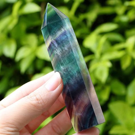 PRICES MAY VARY. 【Healing Wand Size】Natural healing stone, exquisitely crafted, polished, hand-selected. Height: 4 inches, Length: 0.9-1 inches,Width: 0.9-1 inches, Weight: 2.88-3.52oz(approx.).Due to the nature of gemstones, each crystal stone is unique. The actual item received may differ slightly from the picture. 【Fluorite】Has strong energy, it can remove the negative energy accumulated by the human body, resist and prevent the invasion of foreign negative energy. Helps focus and is less sus Green Spiritual Crystal Necklace With Natural Stones, Fluorite Crystals For Spiritual Gift, Green Spiritual Healing Crystals, Spiritual Fluorite Crystals As Gifts, Green Flourite Meaning Crystals, Strong Energy, Reiki Healer, Channeling Energy, Healing Wands