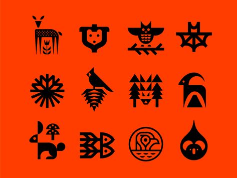 Nature Symbols by Ethan Fender on Dribbble Nature Symbols, Animal Logos, Word Mark Logo, Geometric Animals, Symbol Design, Modern Logo Design, Retro Futuristic, Logo Mark, 로고 디자인