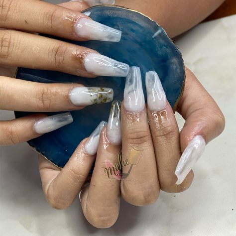 White acrylic nails with smokey effect & “herbs” 💨 White Smokey Nails, Smokey Nails, White Acrylic Nails, White Acrylics, White Acrylic, Acrylic Nails, Herbs, Nails, White