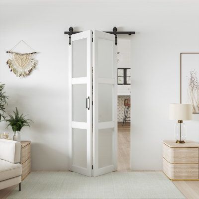 Smartstandard is committed to providing high-quality, customized, and durable barn doors to satisfy your home decoration and security needs. The introduction of Bi-fold barn door represents an innovative solution to meet the demand for barn door installations in tighter spaces. Our bi-fold barn door hardware builds upon the foundation of traditional barn doors, offering space-efficient installation without compromising the unique charm of barn door aesthetics. Style: Bifold Barn Door. How to cho Door Alternatives, Accordion Doors, Barn Door Installation, Barn Door Closet, Bifold Barn Doors, Barn Interior, House Deco, Office Door, Door Hardware Interior