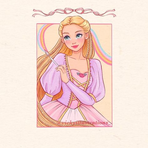 Art by @vickyillustrations_ on Insta Barbie Illustration, Barbie Movie Barbie, Rapunzel Drawing, The New Barbie Movie, 2023 Barbie, Barbie Drawing, On A Break, Long Time No See, Cute Disney Pictures