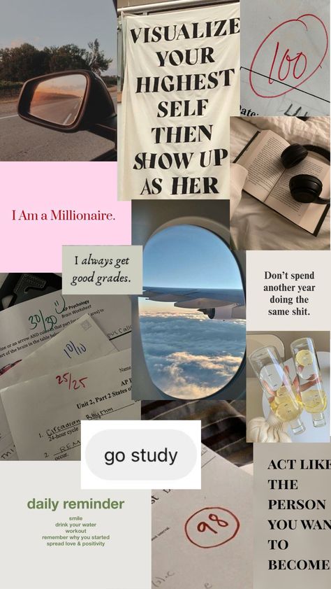 Vision Board 2023 #VisionBoard #2023 #Aesthetic Vision Board Inspiration Affirmations, Goal Collage Inspiration Boards, Vision Board Student Aesthetic, 2024 Vision Board Student, Top Student Aesthetic Wallpaper, Study Vision Board Pictures, Vision Board Manifestation Study, Academic Vision Board Pictures, August 2023 Aesthetic