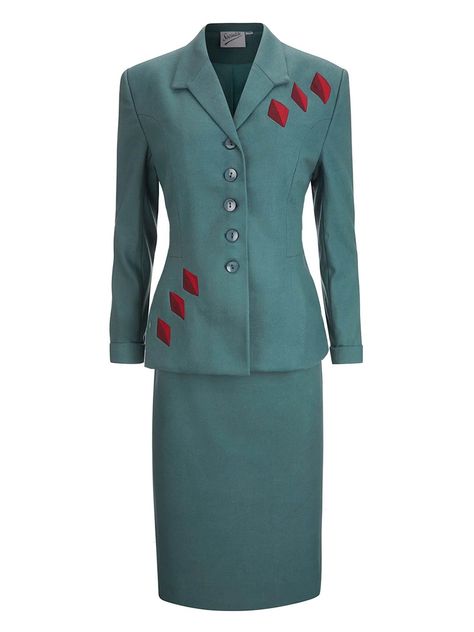 Teal Forties Skirt Suit 1940s Style Authentic Vintage Look Socialite majestic Skirt Suit in Pheasant Retro Womenswear - Etsy