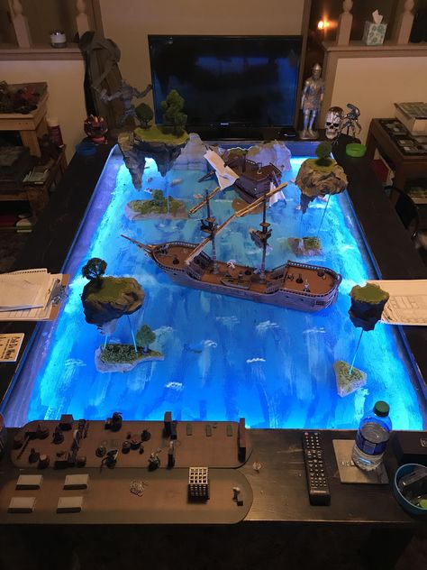 D&d Game Table, Custom Dnd Table, Dnd Game Room Decor, Diy D&d Table, Dnd Board Diy, D&d Setup, Dnd Table Ideas, Dnd Room Interior Design, Dnd Table Diy